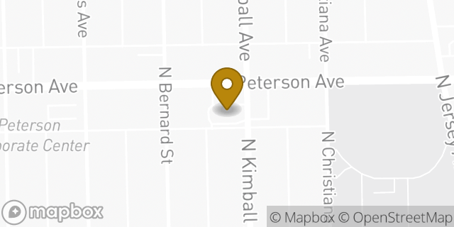Map showing the location of Dunkin' in Chicago, IL 60659