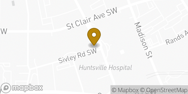 Map showing the location of Panera Bread in Huntsville, AL 35801