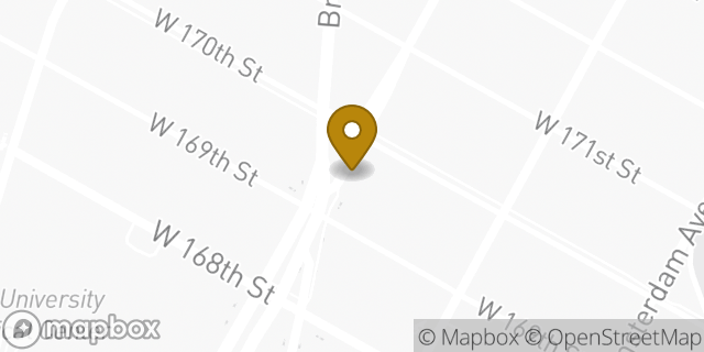 Map showing the location of Dunkin Donuts in New York, NY 10032