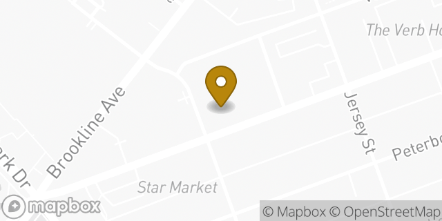 Map showing the location of Starbucks in Boston, MA 02215
