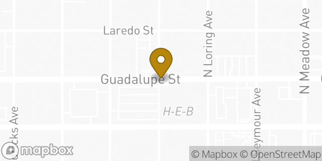 Map showing the location of Guadalupe and Stone H-E-B in Laredo, TX 78040