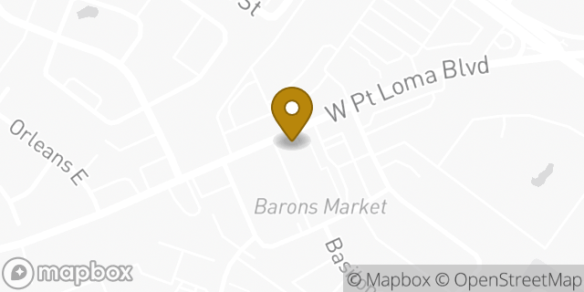 Map showing the location of Baskin-Robbins in San Diego, CA 92110