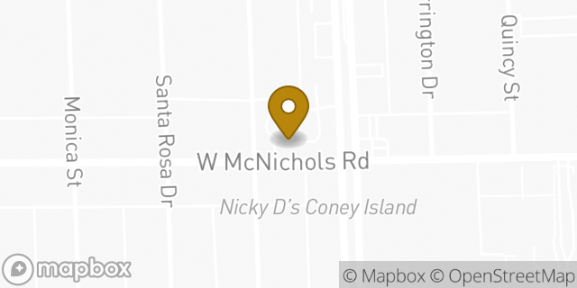 Map showing the location of McDonald's in Detroit, MI 48221