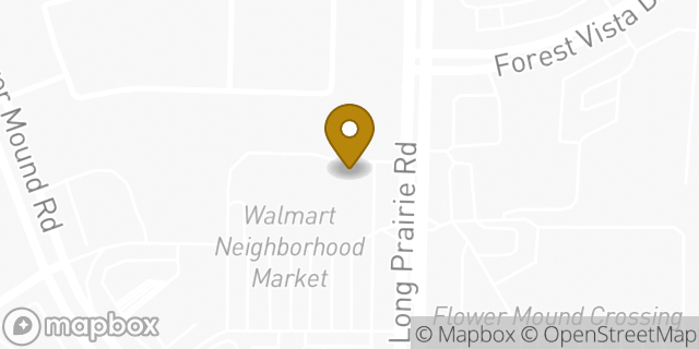 Map showing the location of Papa Johns Pizza in Flower Mound, TX 75022