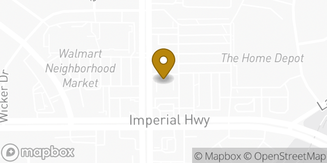 Map showing the location of AutoZone in La Mirada, CA 90638