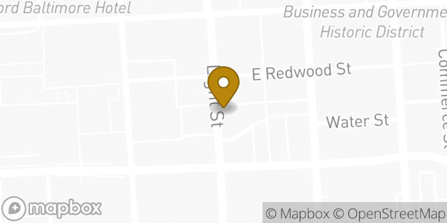 Map showing the location of Dunkin' in Baltimore, MD 21202