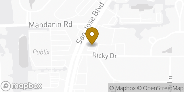 Map showing the location of Starbucks in Jacksonville, FL 32223