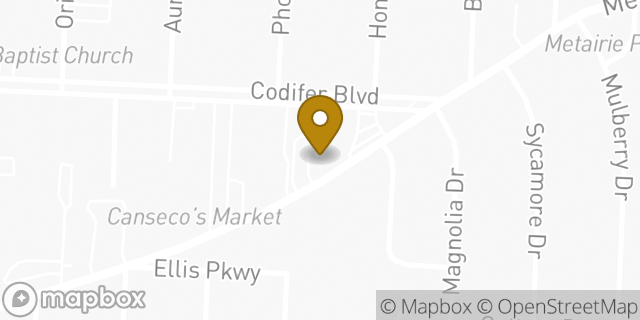 Map showing the location of Chase Bank in Metairie, LA 70005