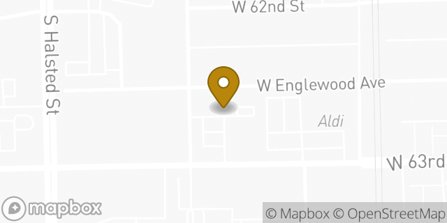 Map showing the location of Dunkin' in Chicago, IL 60621