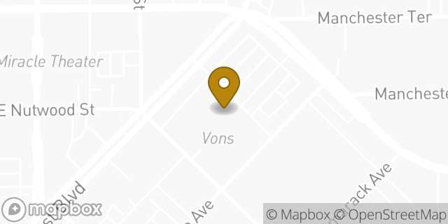 Map showing the location of Coinstar in Inglewood, CA 90301