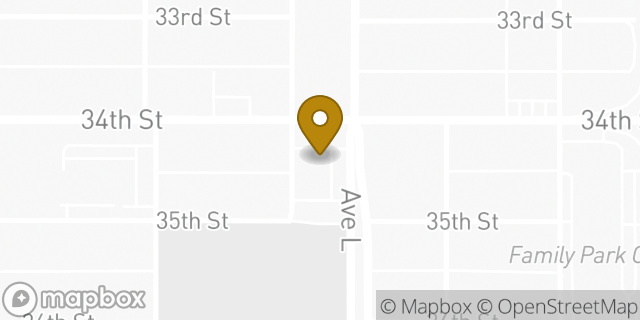 Map showing the location of AutoZone Auto Parts in Lubbock, TX 79404