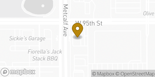Map showing the location of W 95th & Metcalf Ave in Overland Park, KS 66212