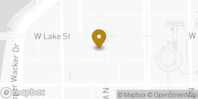 Map showing the location of Dunkin' in Chicago, IL 60606