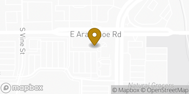Map showing the location of Pearle Vision in Centennial, CO 80122