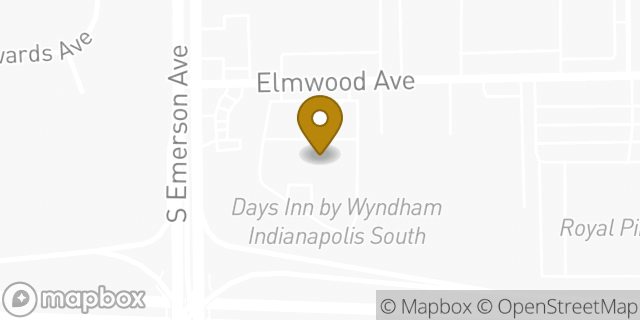 Map showing the location of Days Inn by Wyndham Indianapolis South in Indianapolis, IN 46203