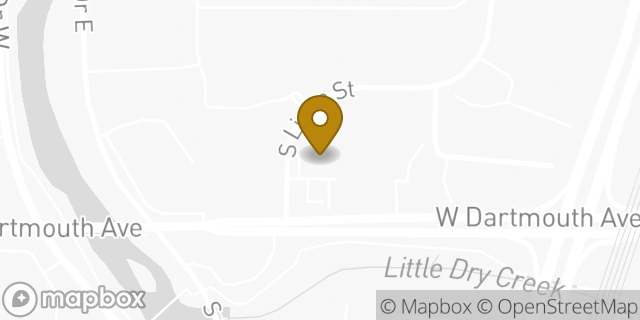 Map showing the location of Budget Truck Rental in Englewood, CO 80110