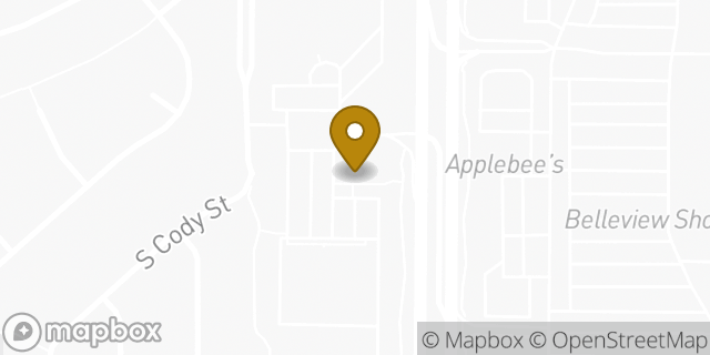 Map showing the location of AutoZone in Lakewood, CO 80123