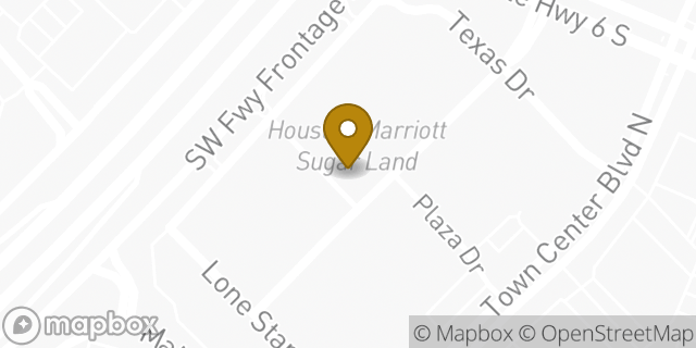 Map showing the location of Starbucks in Sugar Land, TX 77479