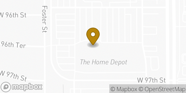 Map showing the location of The Home Depot in Overland Park, KS 66212