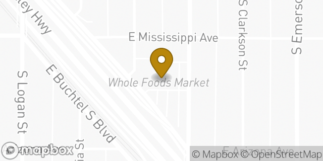 Map showing the location of Whole Foods Market in Denver, CO 80210
