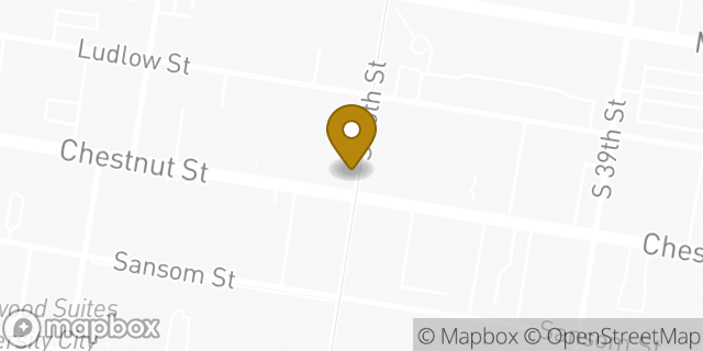 Map showing the location of Chase ATM in Philadelphia, PA 19104
