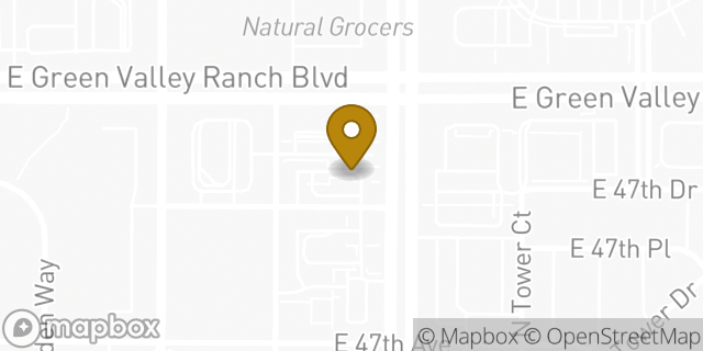 Map showing the location of Dunkin Donuts in Denver, CO 80249