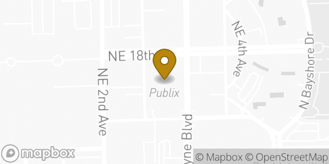 Map showing the location of Publix Pharmacy At 18biscayne Shopping Center in Miami, FL 33132