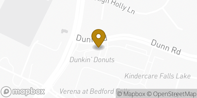 Map showing the location of Dunkin' in Raleigh, NC 27614