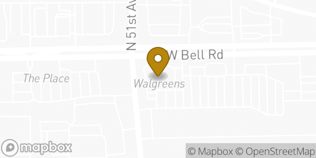 Map showing the location of ATM Walgreens in Glendale, AZ