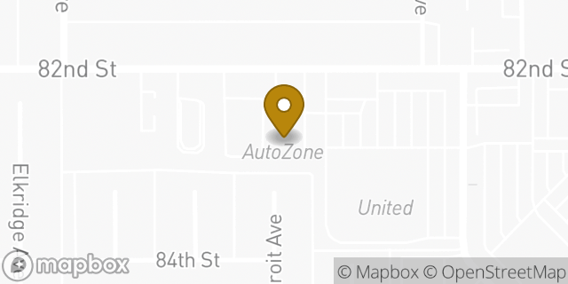 Map showing the location of AutoZone in Lubbock, TX 79423