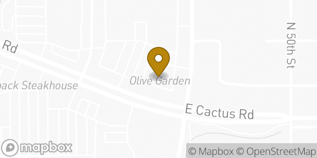 Map showing the location of Olive Garden in Scottsdale, AZ 85254