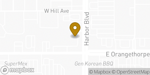 Map showing the location of Subway in Fullerton, CA 92832