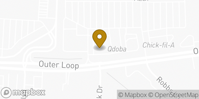 Map showing the location of Buffalo Wild Wings in Louisville, KY 40219