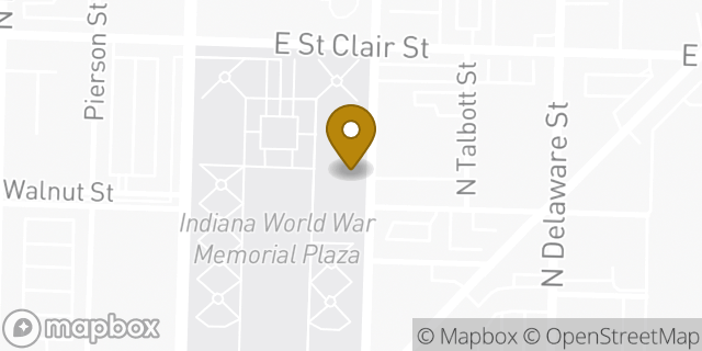 Map showing the location of The American Legion National Headquarters in Indianapolis, IN 46204