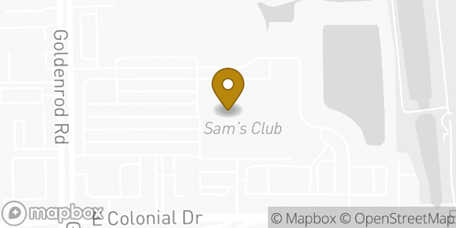 Map showing the location of Sam's Club in Orlando, FL 32807
