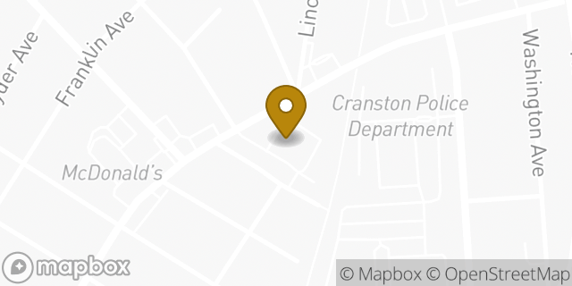 Map showing the location of Dunkin' in Cranston, RI 02920