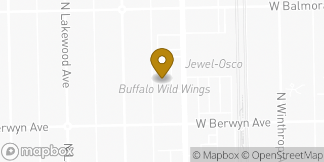 Map showing the location of Buffalo Wild Wings in Chicago, IL 60640