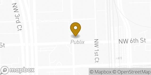 Map showing the location of Publix in Miami, FL 33136