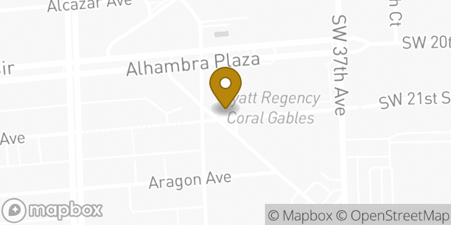 Map showing the location of Starbucks in Coral Gables, FL 33134