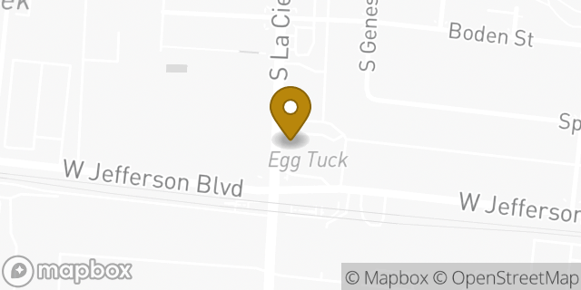 Map showing the location of Starbucks in Los Angeles, CA 90016