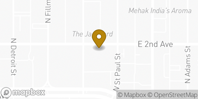Map showing the location of YETI in Denver, CO 80206