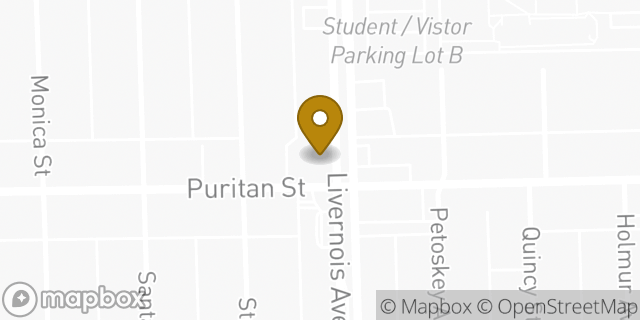 Map showing the location of Chase ATM in Detroit, MI 48221