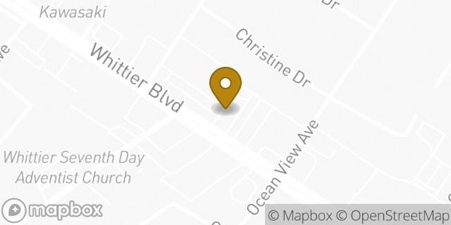 Map showing the location of Dunkin' in Whittier, CA 90605