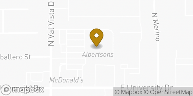 Map showing the location of Starbucks Coffee Company in Mesa, AZ 85213
