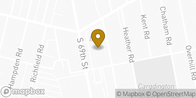 Map showing the location of Amazon Locker - Americo in Upper Darby, PA 19082