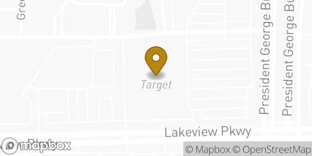Map showing the location of ATM Target in Rowlett, TX