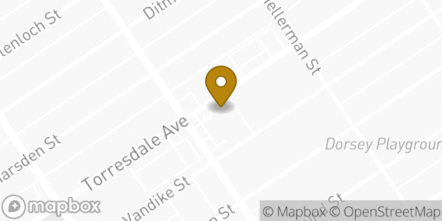 Map showing the location of Dunkin' in Philadelphia, PA 19135