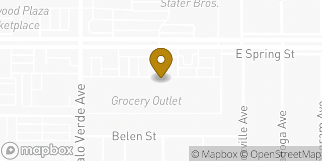 Map showing the location of AutoZone in Long Beach, CA 90815