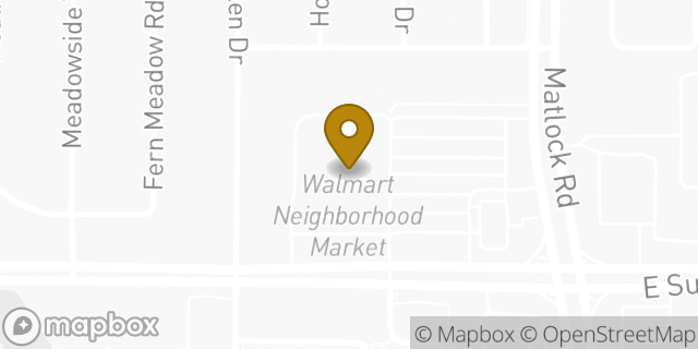 Map showing the location of Walmart Pharmacy in Arlington, TX 76017