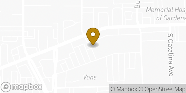 Map showing the location of Dunkin' in Gardena, CA 90247
